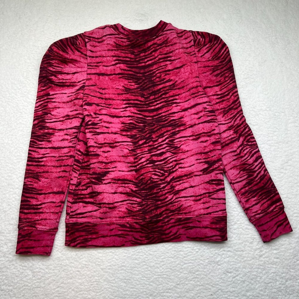 NWT Pam & Gela | Tiger-Print Puff-Sleeve Sweatshirt 100% Pink Size Small - Picture 7 of 7